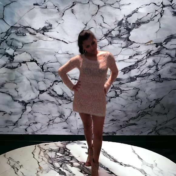 Scoop NYC Loose-Knit Cashmere/Silk Peach/Blush Sweater or Dress.Size Small. GUC. - Picture 10 of 14